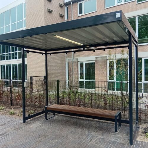 Bushokje Palermo 36 bushokje Palermo met zitbank LED sensor en staalconstructie RAL 7021